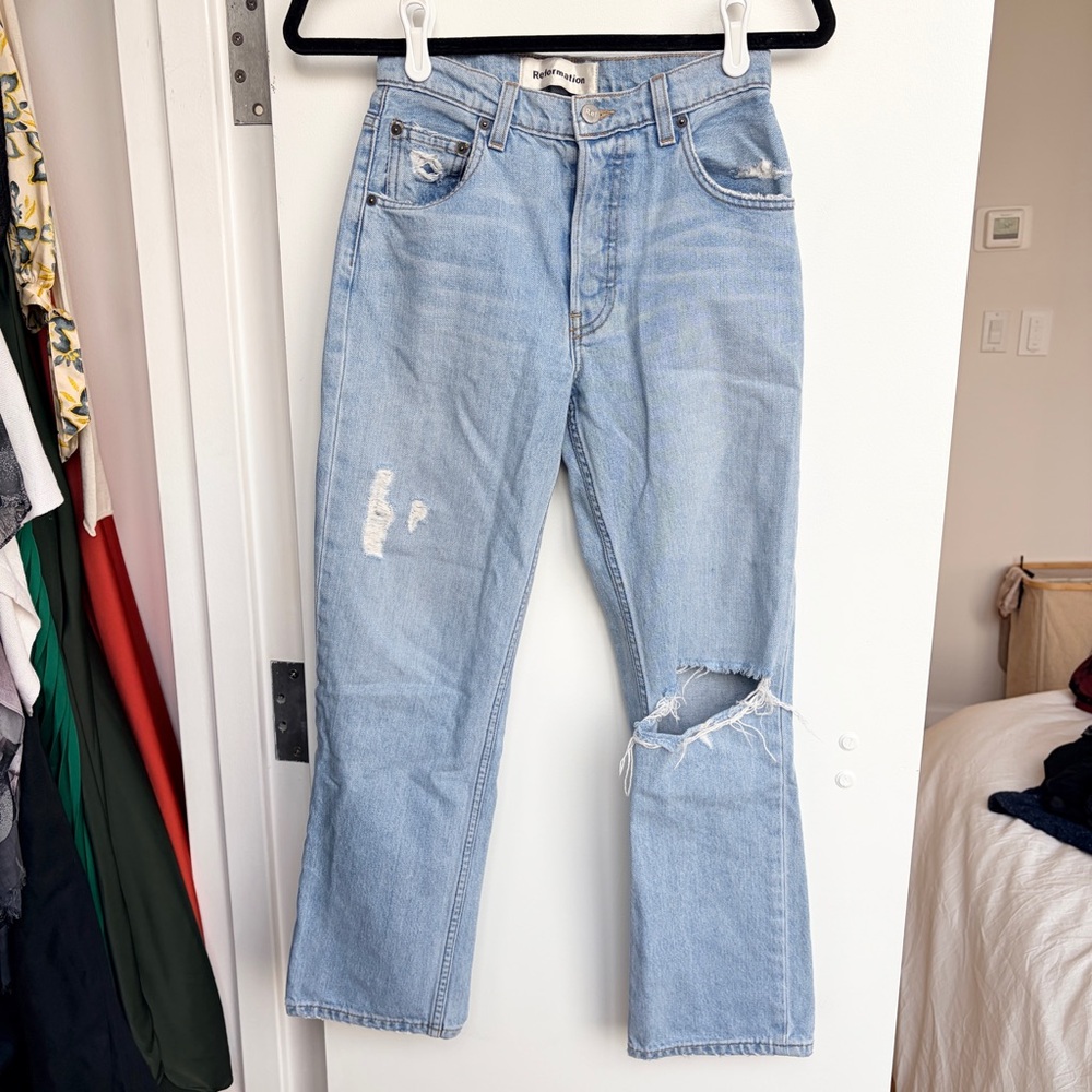 Reformation Mid Rise Straight Leg Jeans